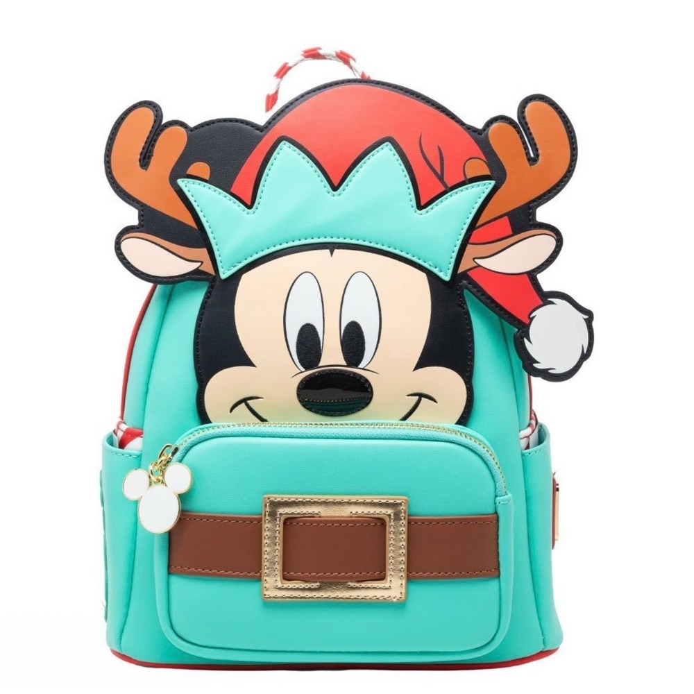 Loungefly Disney Mickey Mouse Reindeer Light Up Mini Backpack NWT